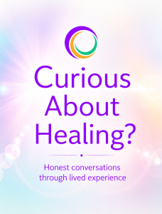 Omnes Healing vlog cover featuring the title "Curious About Healing?" and the subtitle "Honest conversations through lived experience" on a soft pastel background.